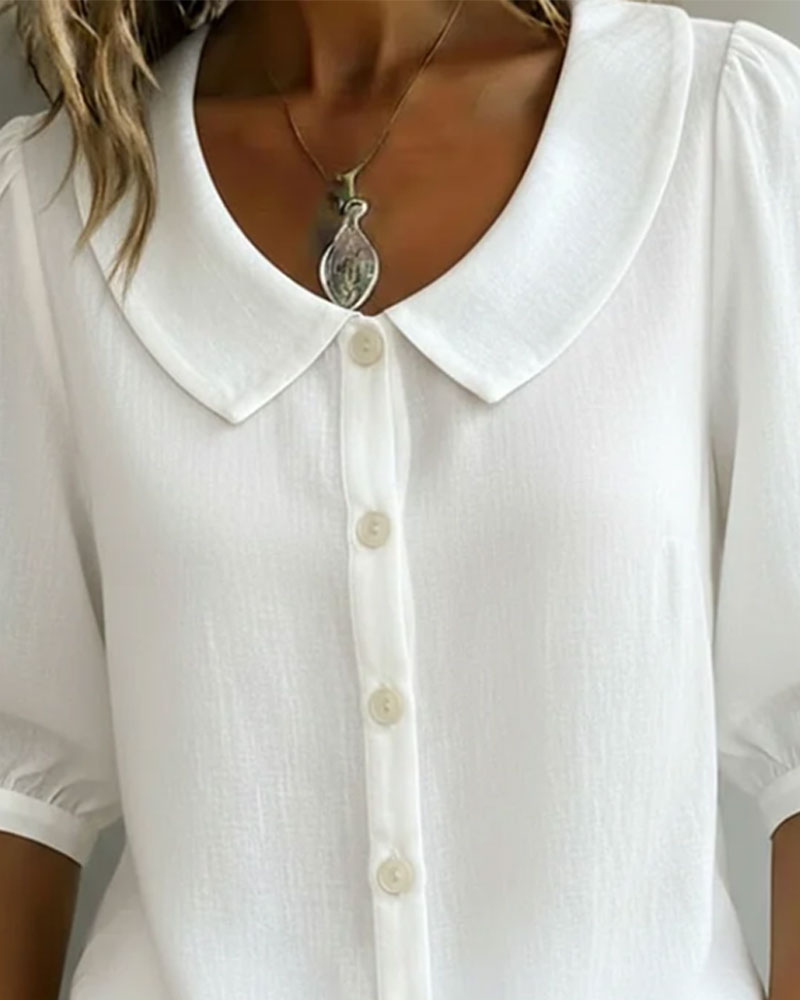 Odessa - Women's Relaxed Blouse in Peter Pan Collar 3/4 Sleeve - photo 8