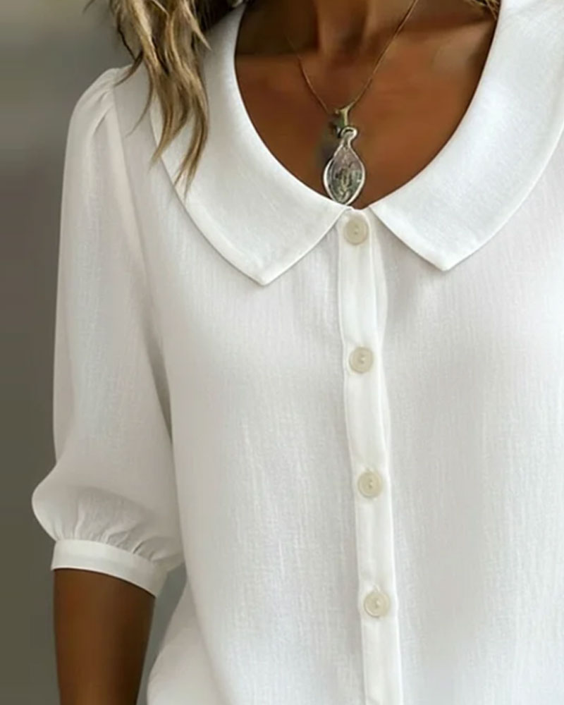 Odessa - Women's Relaxed Blouse in Peter Pan Collar 3/4 Sleeve - photo 9
