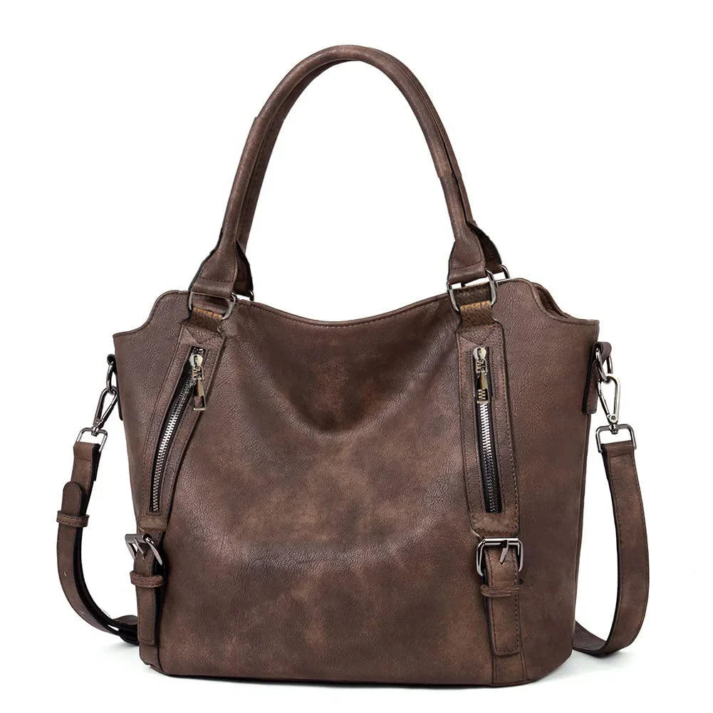 Gwenda - Women's Shoulder Tote with Front Zips