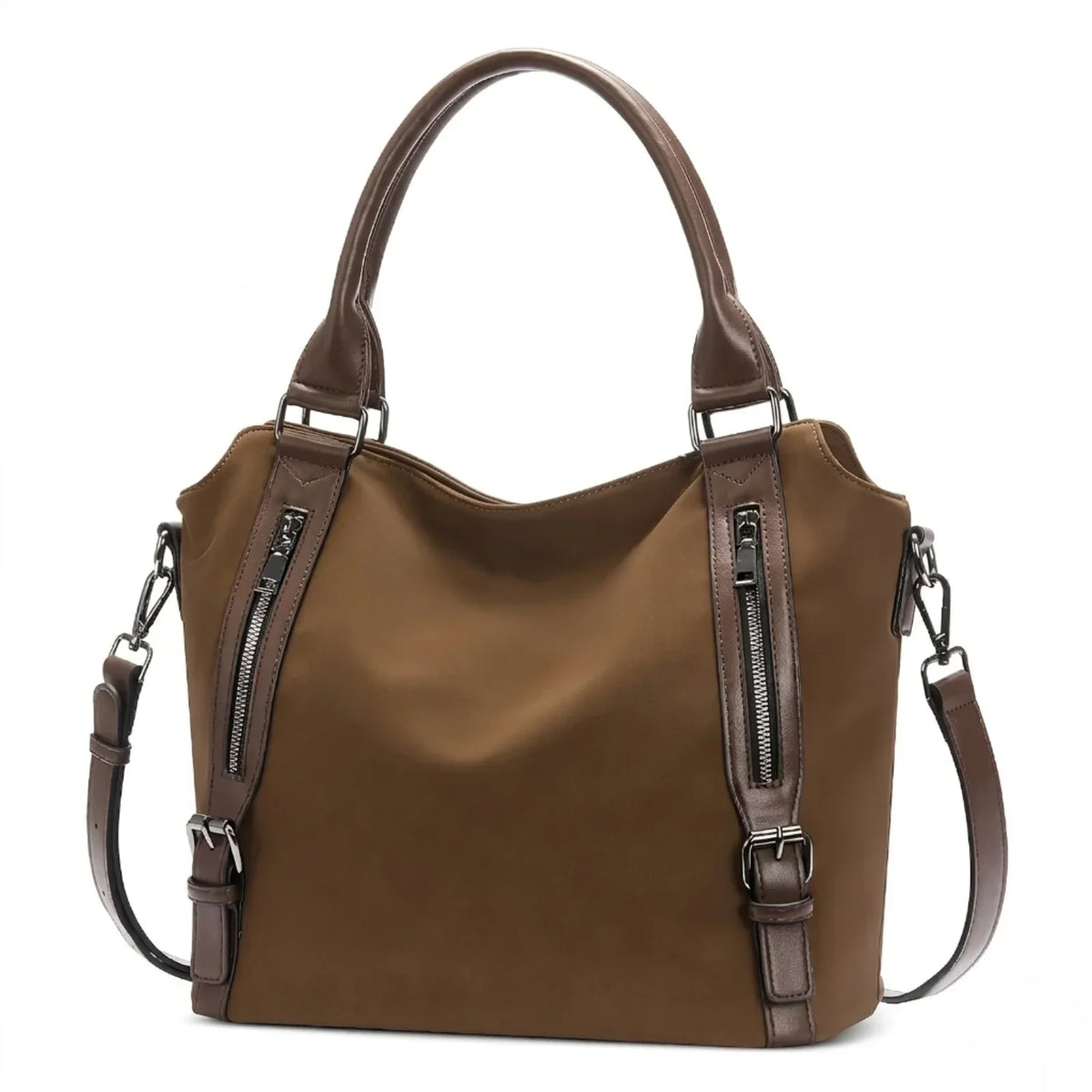 Gwenda - Women's Shoulder Tote with Front Zips