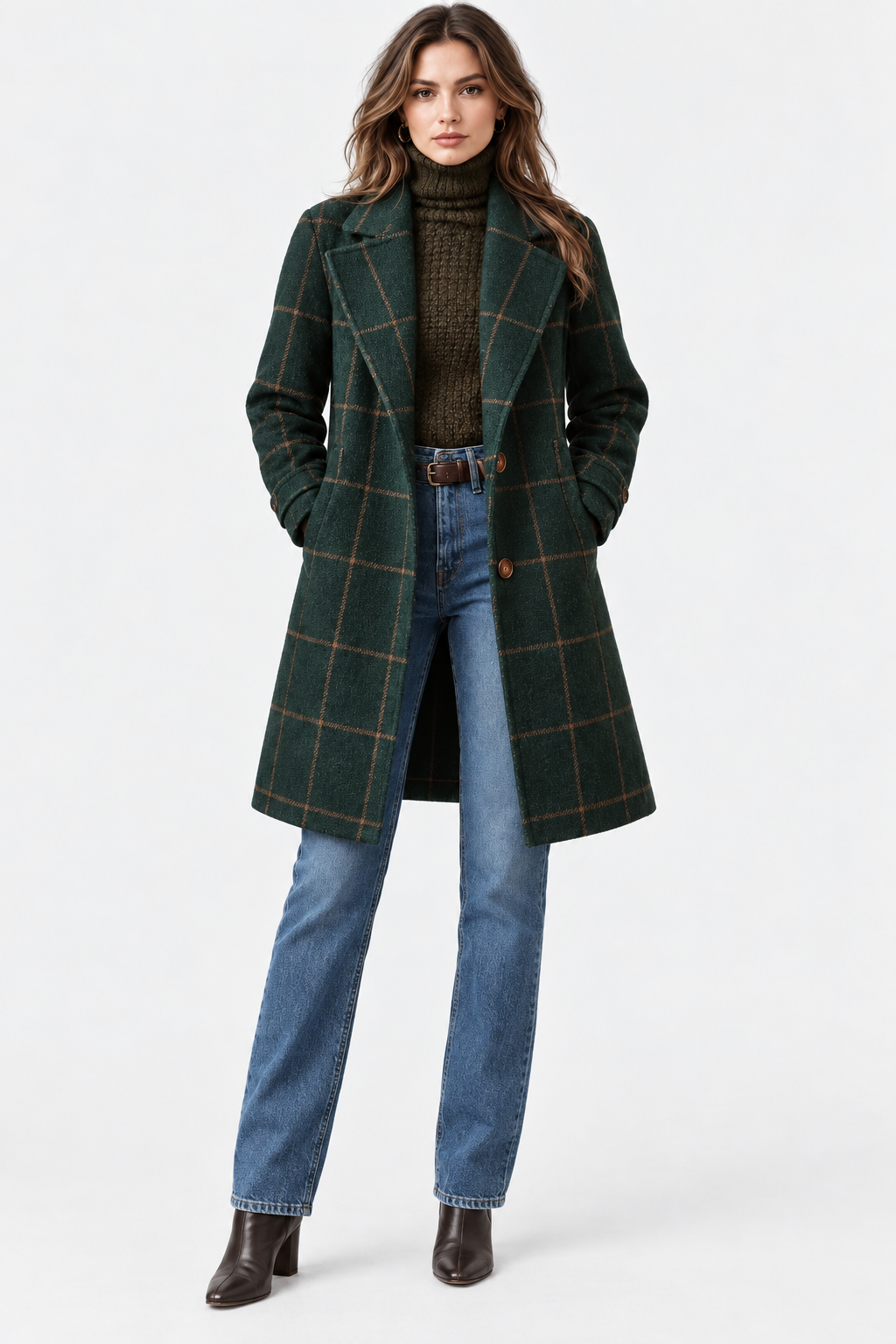 Women's Checked Longline Coat with Notch Lapels – view 4