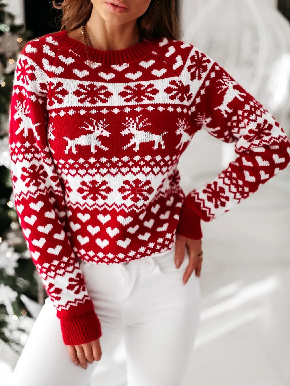 Stacey - Women's Christmas Jumper in Soft Cotton Knit