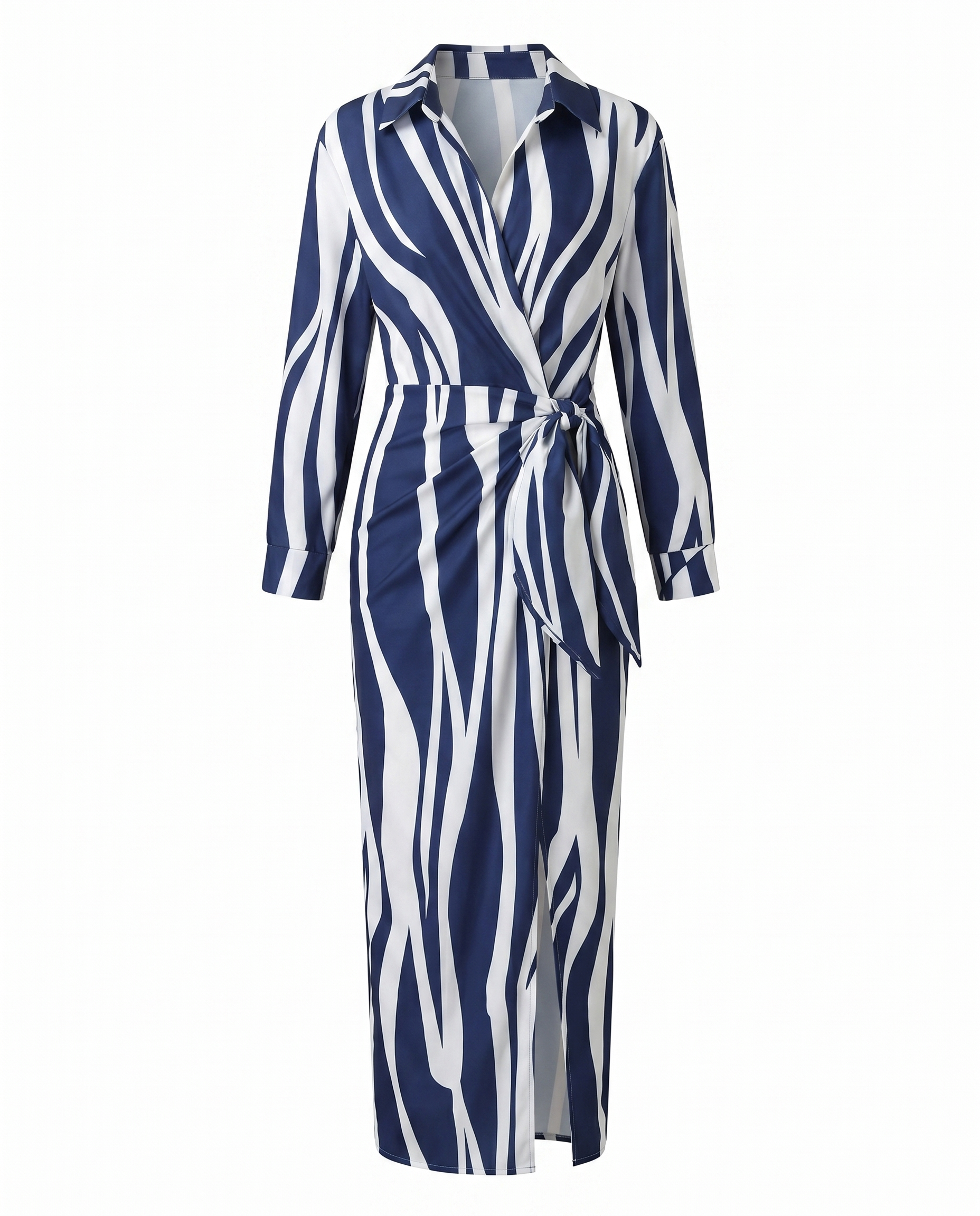 Women's Dress | Leaf Print Maxi Wrap V-Neck