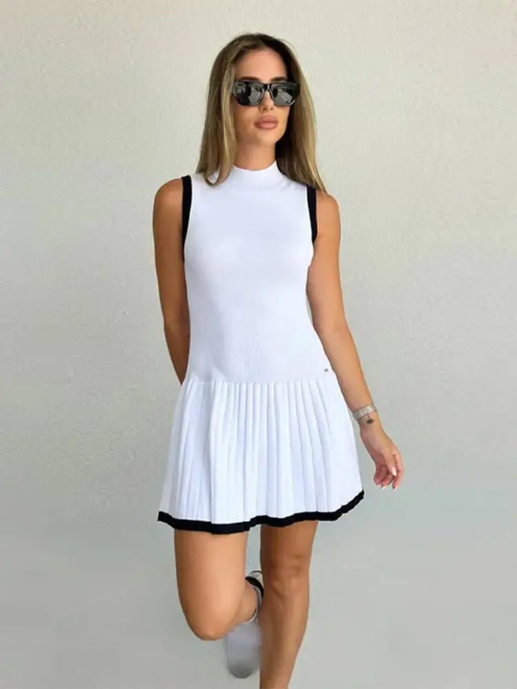 Isobel - Abito in maglia da donna a vita bassa con bordo a contrasto