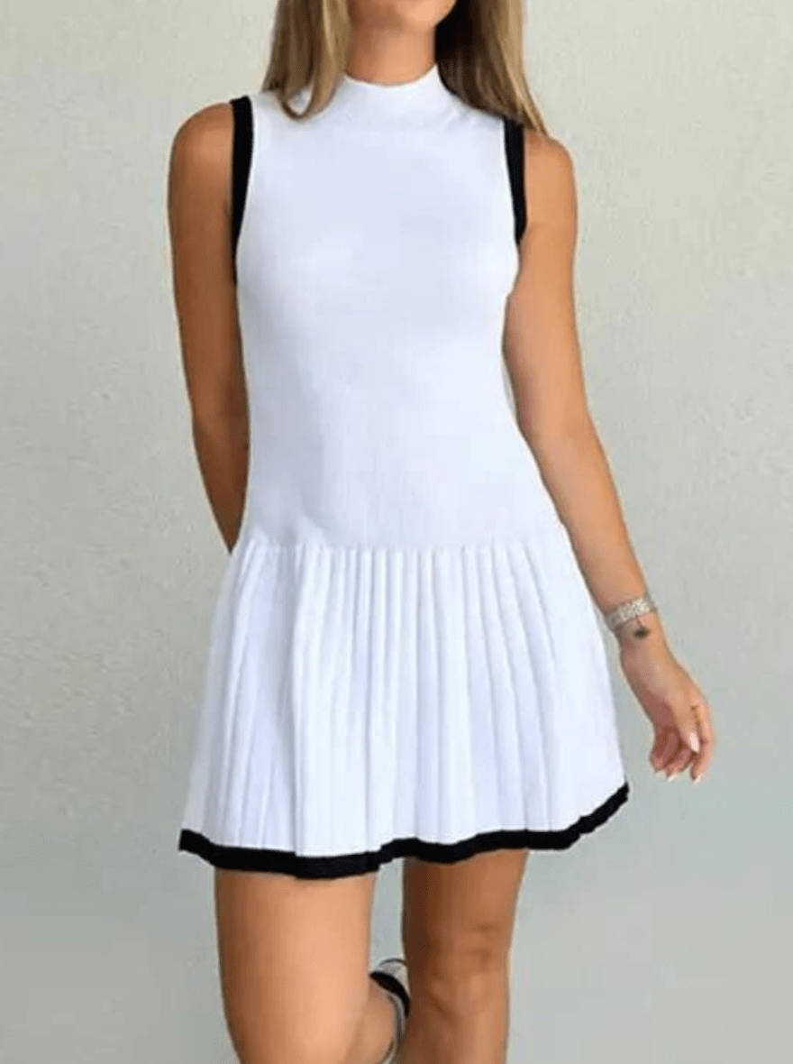 Isobel - Abito in maglia da donna a vita bassa con bordo a contrasto