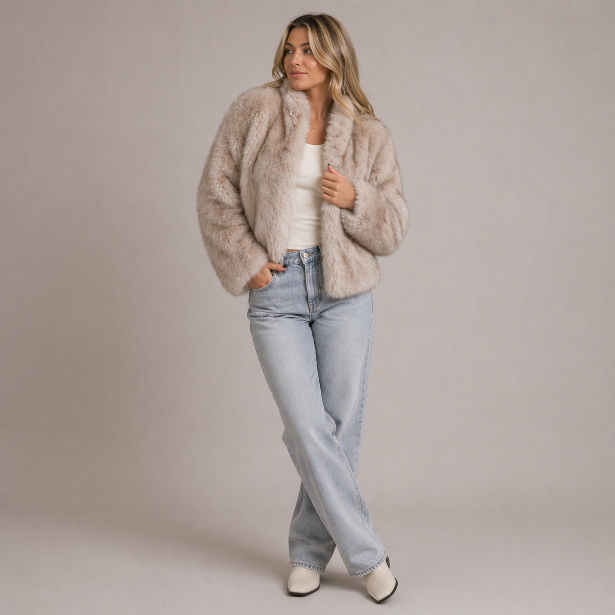 Suzanne: chaqueta de piel sintética para mujer de corte holgado