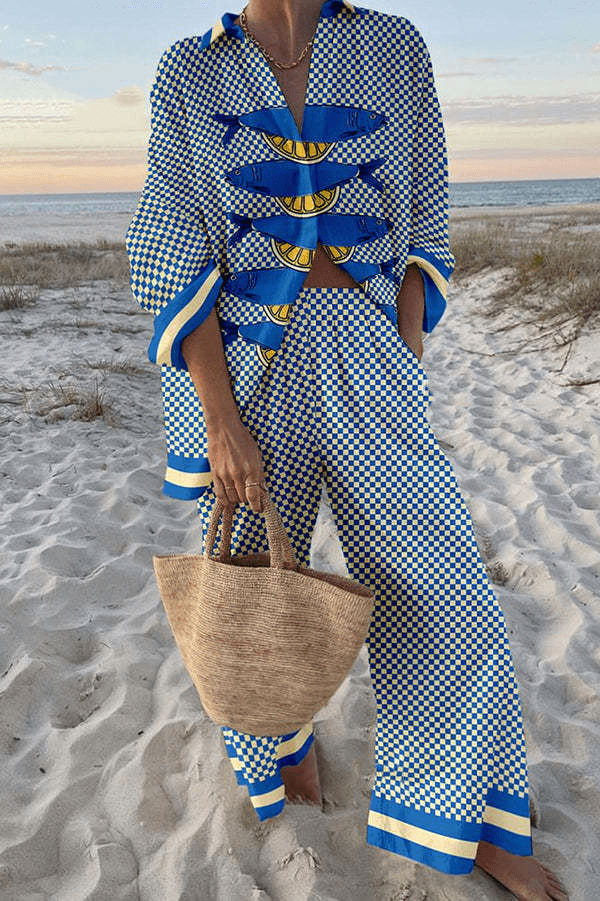 Blanche - Women's Relaxed Outfit Set in Fish Print - photo 1