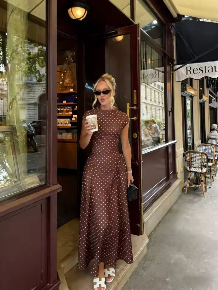 Jacqueline – dámské maxi šaty do áčka s krátkými rukávy