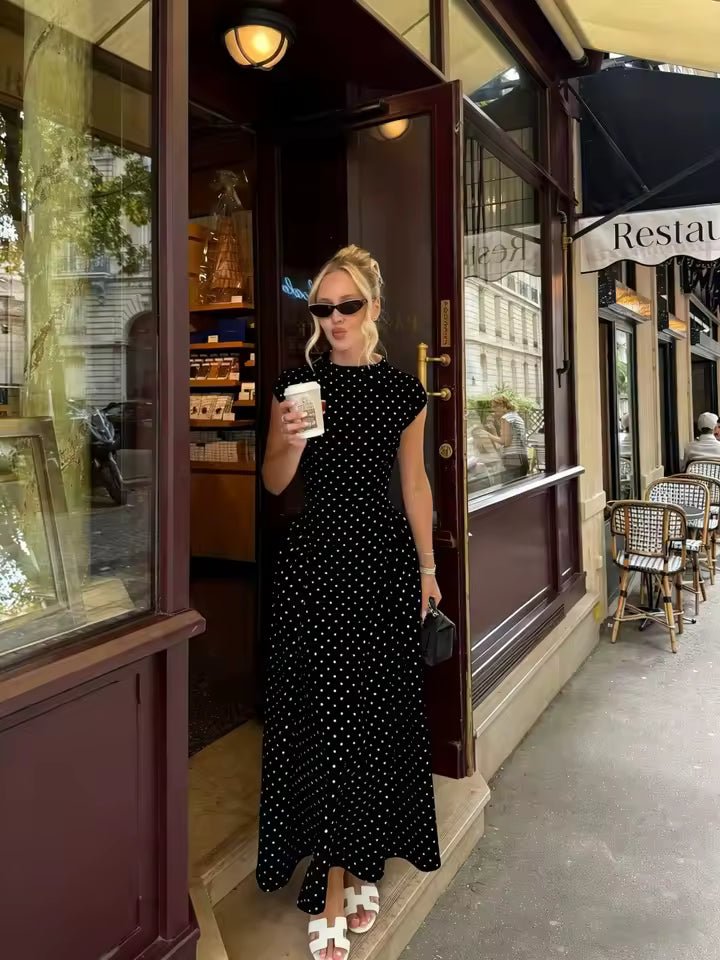 Jacqueline – dámské maxi šaty do áčka s krátkými rukávy