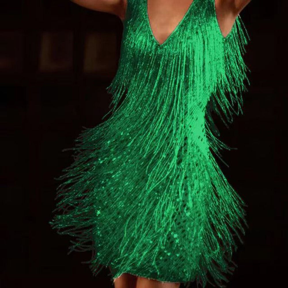 Jean - Women's Fringe Party Dress with Sequin Detail