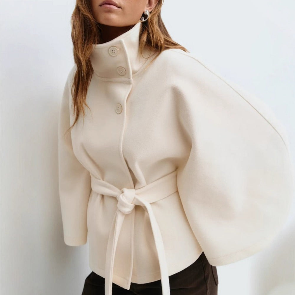 Cressida - Women's Cape in High Collar Winter Coat - photo 3