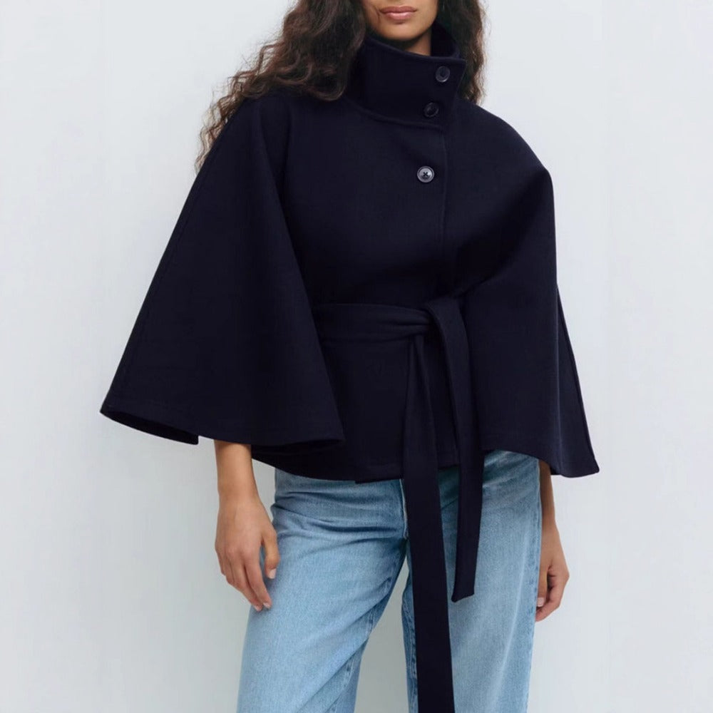 Cressida - Women's Cape in High Collar Winter Coat - photo 4