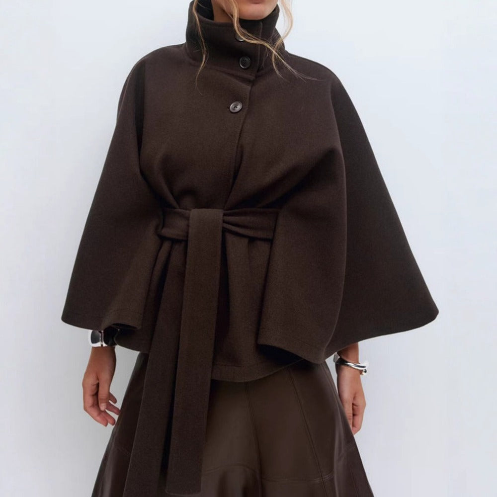 Cressida - Women's Cape in High Collar Winter Coat - photo 5