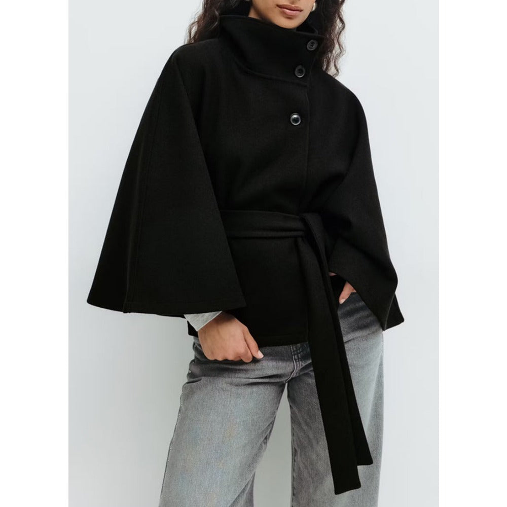 Cressida - Women's Cape in High Collar Winter Coat - photo 6