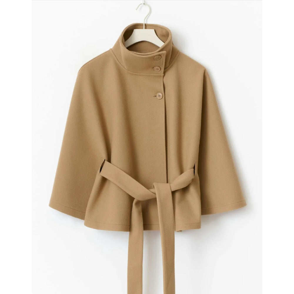 Cressida - Women's Cape in High Collar Winter Coat - photo 7