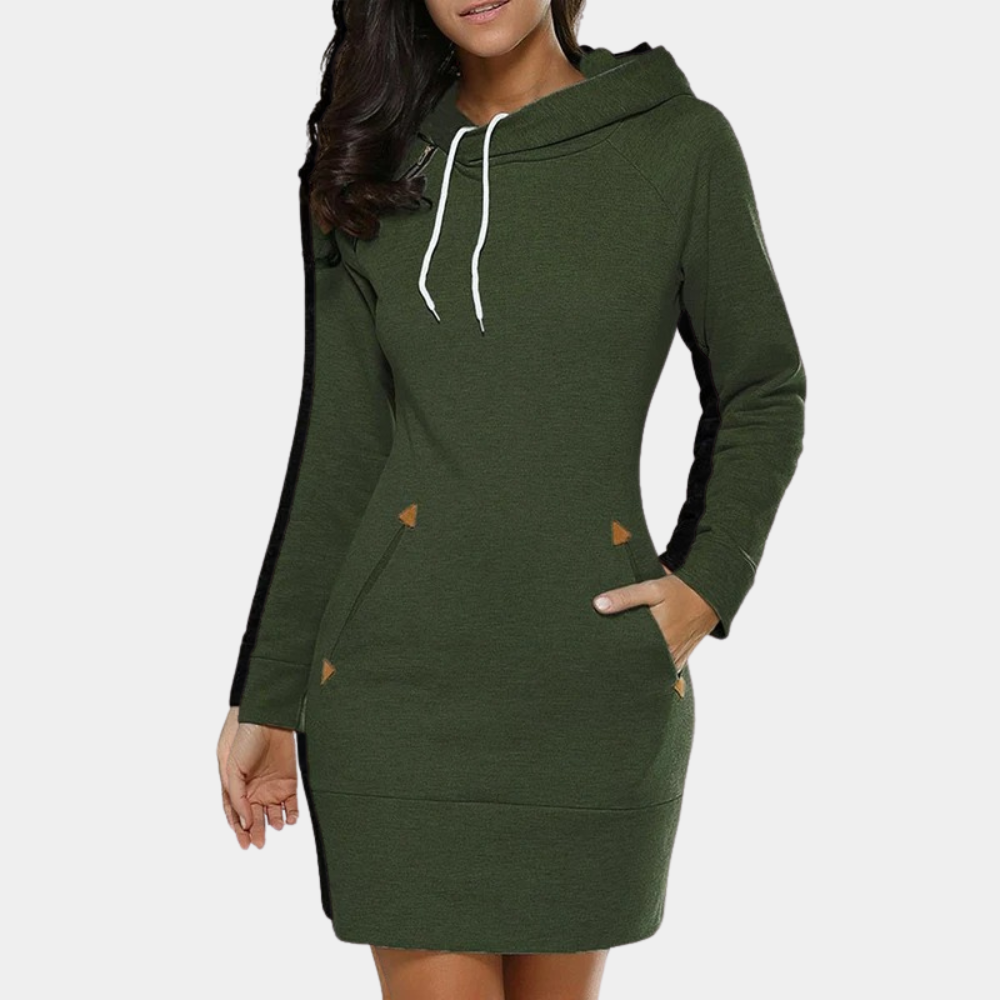 Annie - Women's Hooded Sweater Dress with Long Sleeves
