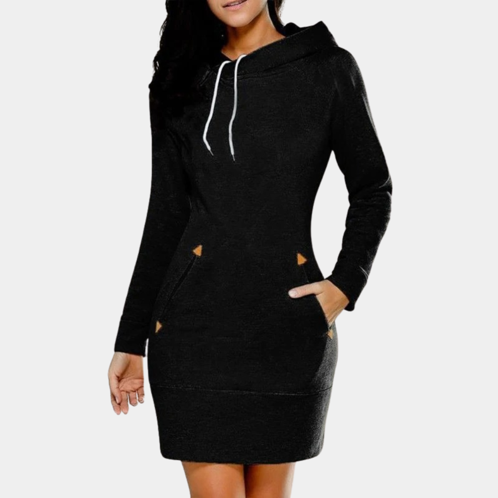 Annie - Women's Hooded Sweater Dress with Long Sleeves
