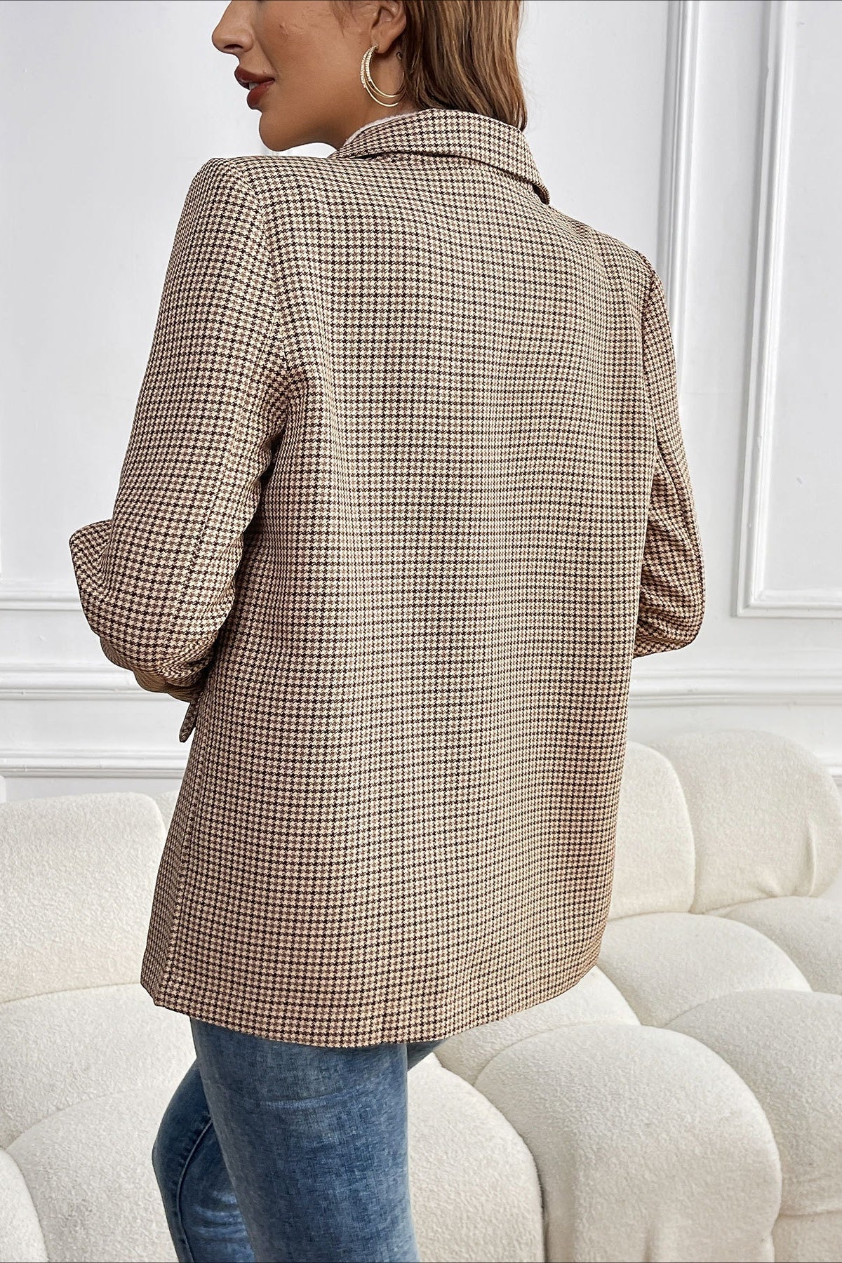 Kathy - Blazer da donna pied-de-poule con revers a lancia