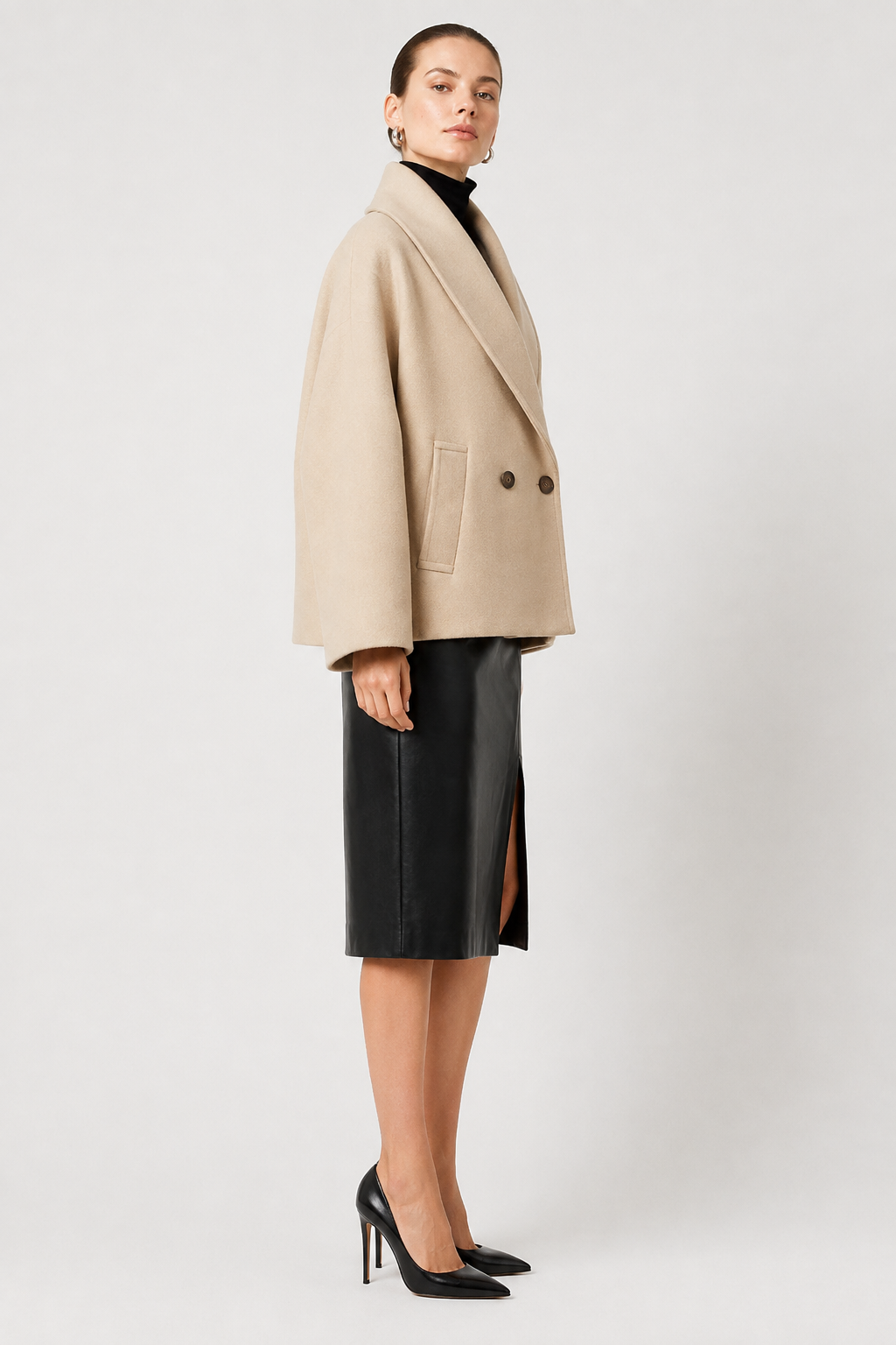 Women's Jalinda Oversized Wool Coat with Notch Lapels – view 12