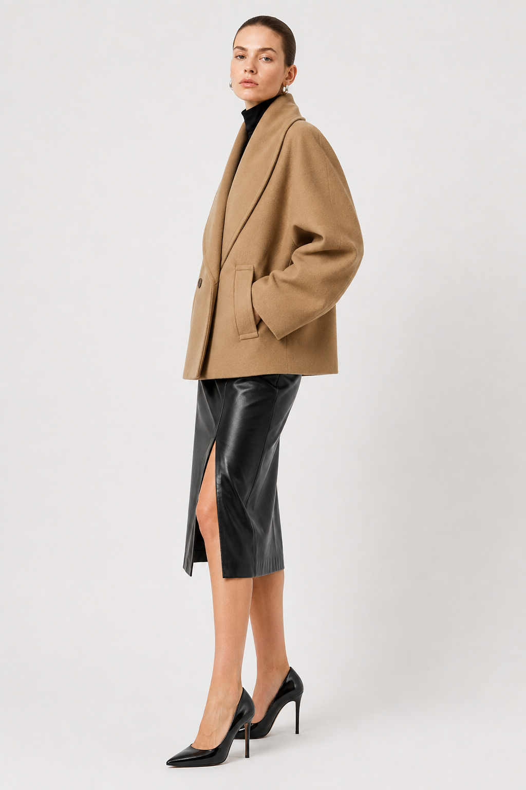 Women's Jalinda Oversized Wool Coat with Notch Lapels – view 8