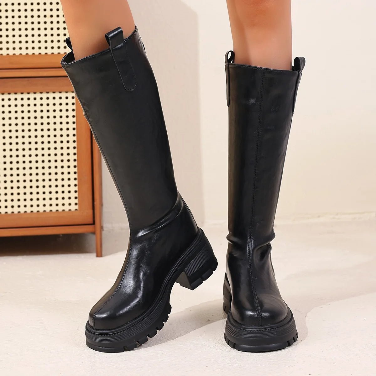 Kerry - Women's Knee High Boots with Block Heel