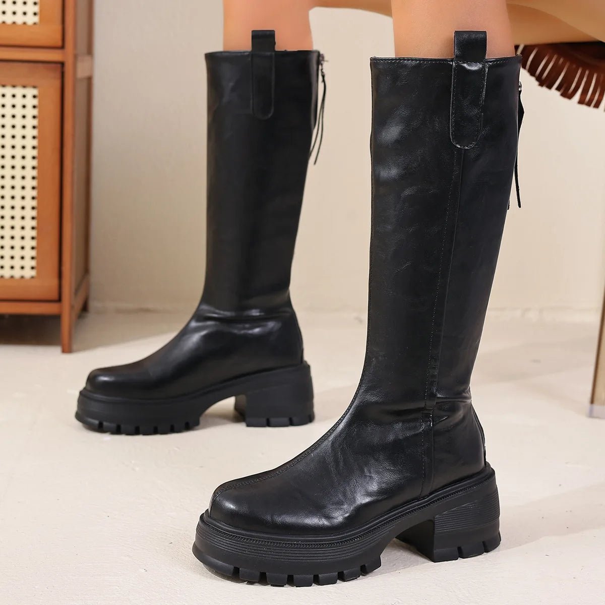 Kerry - Women's Knee High Boots with Block Heel