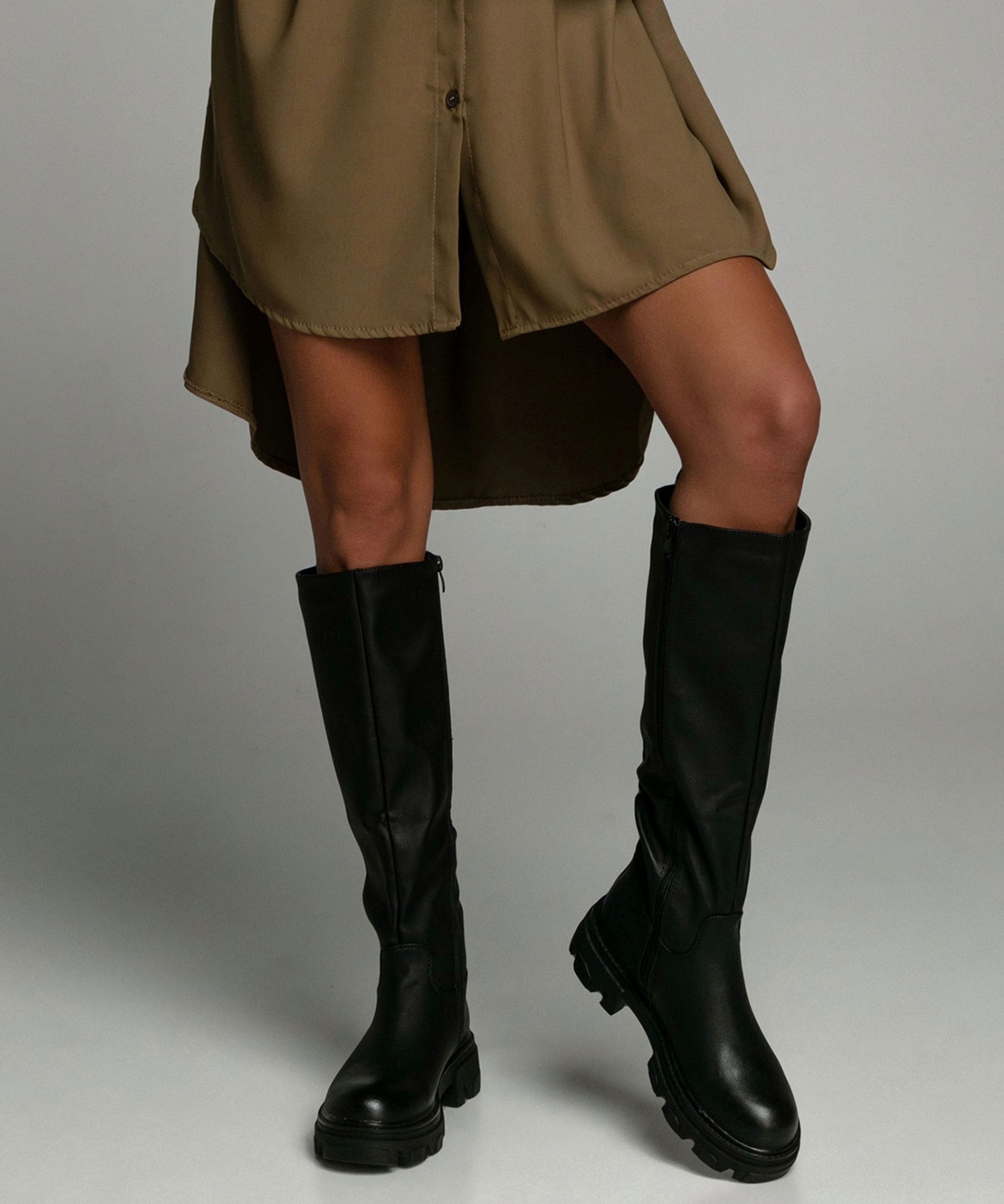 Ellen – Bottes pour femmes montant jusqu’au genou avec semelle épaisse