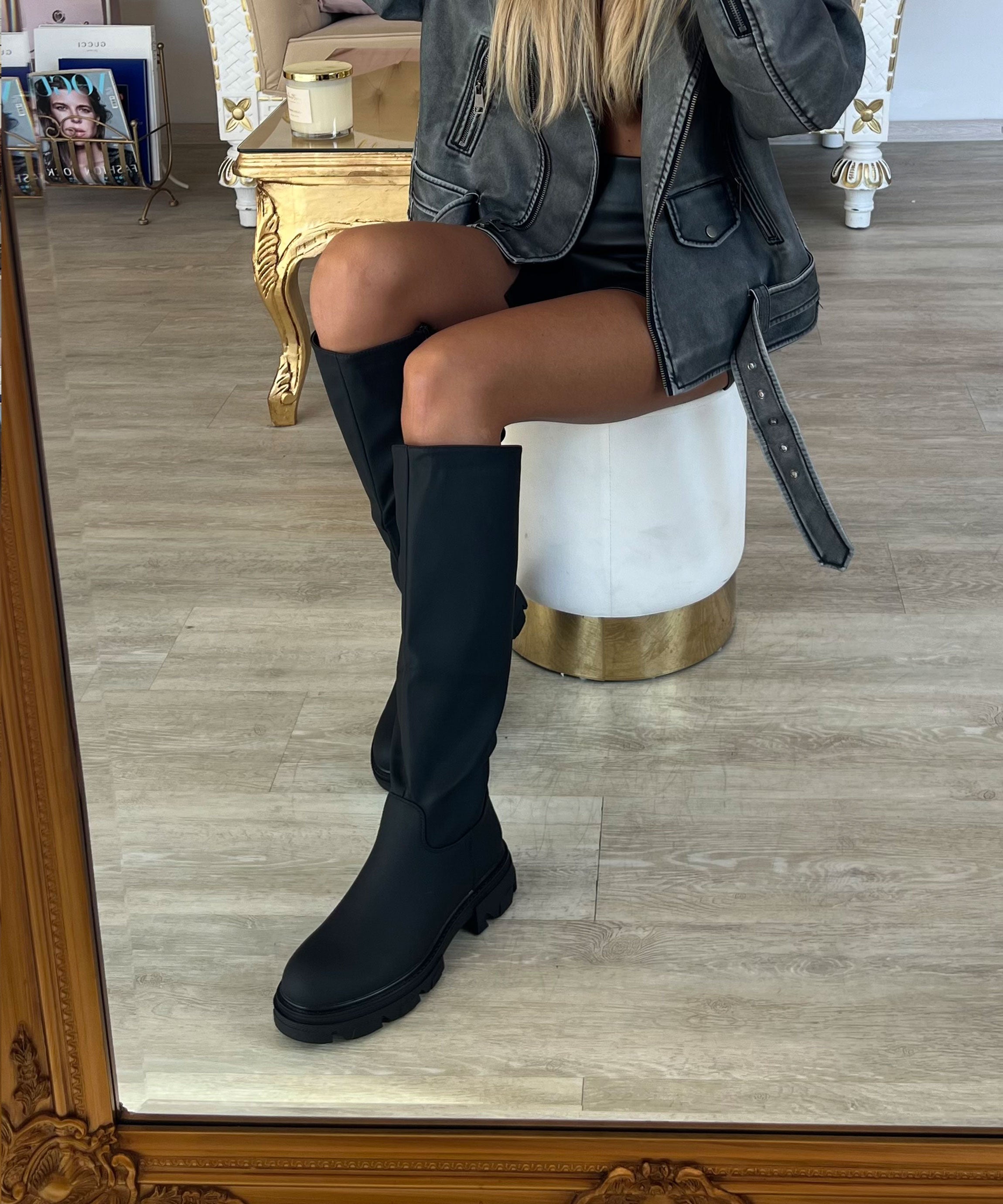 Ellen – Bottes pour femmes montant jusqu’au genou avec semelle épaisse
