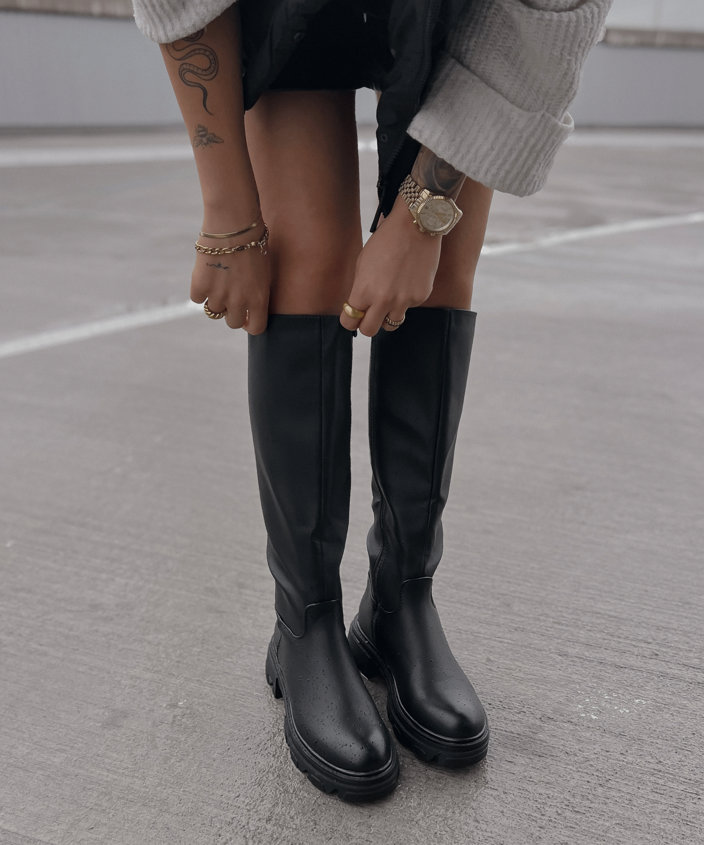 Ellen – Bottes pour femmes montant jusqu’au genou avec semelle épaisse