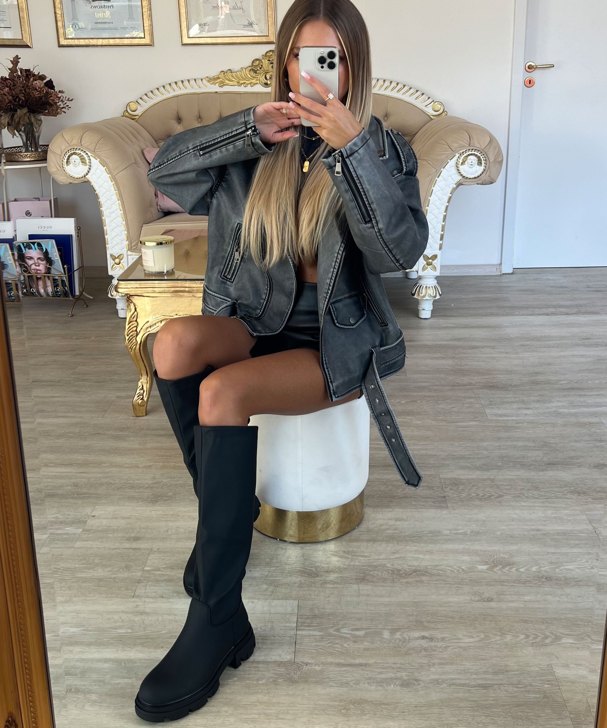 Ellen – Bottes pour femmes montant jusqu’au genou avec semelle épaisse