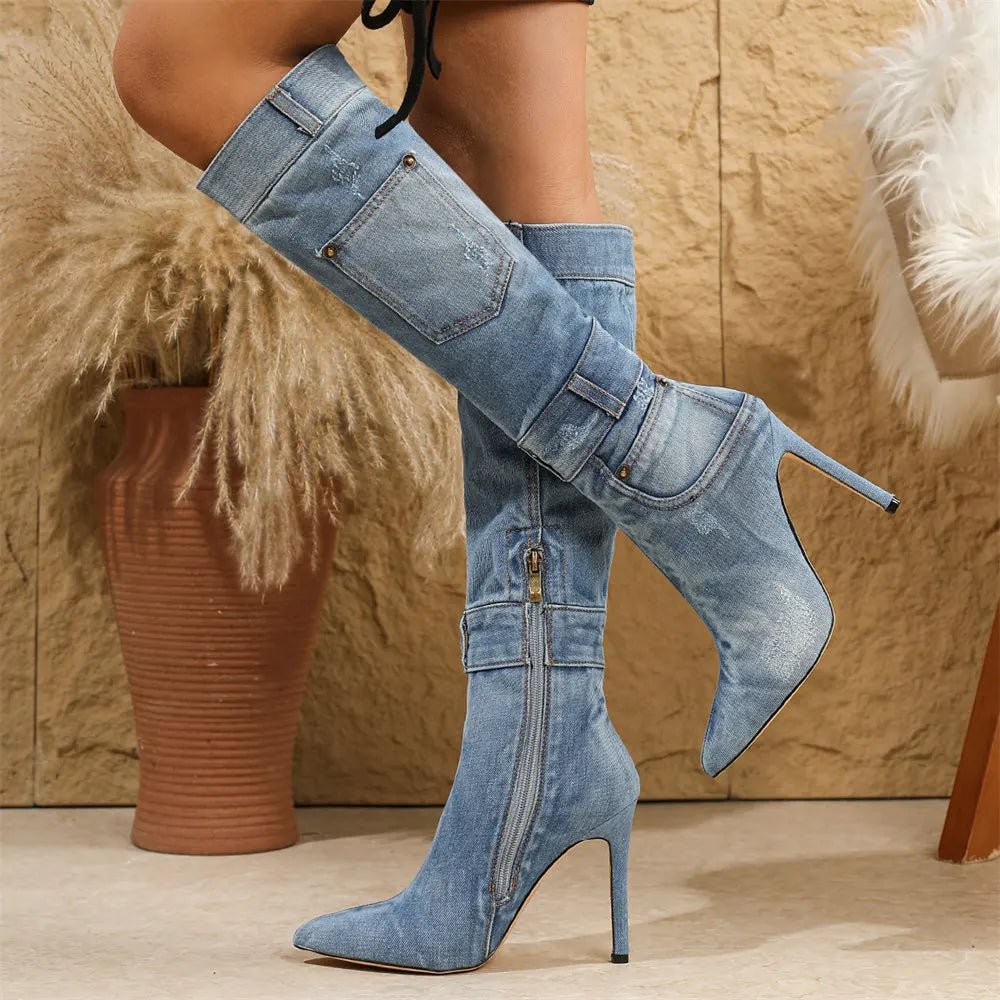 Rita - Women's Knee High Boots with Pointed Toe and Heel