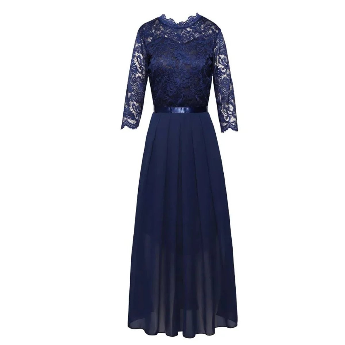 Women's Lace Bodice Three-Quarter Sleeve Maxi Formal Dresses