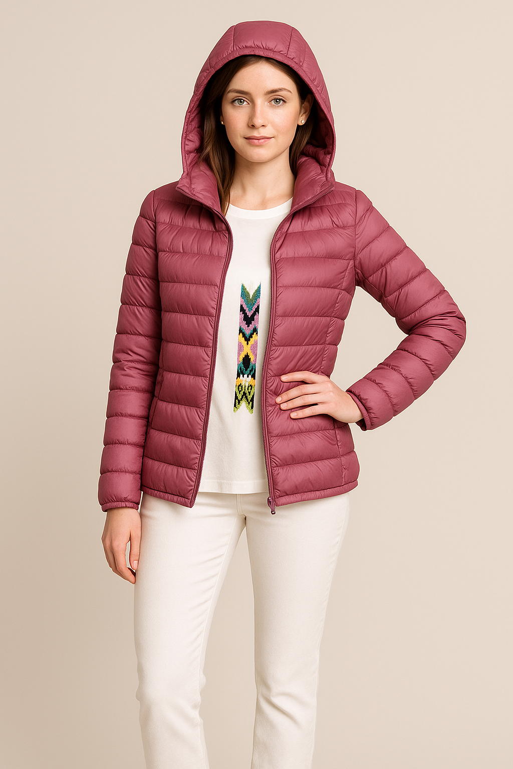 Marcia - Veste matelassée légère pour femme avec capuche