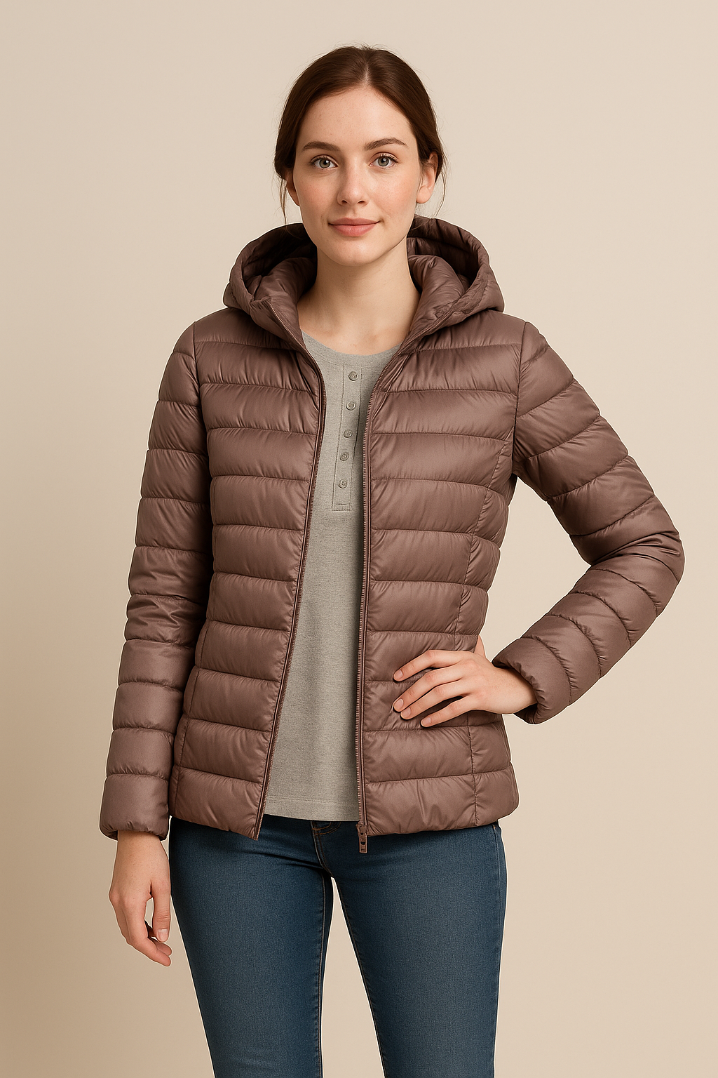 Marcia - Veste matelassée légère pour femme avec capuche