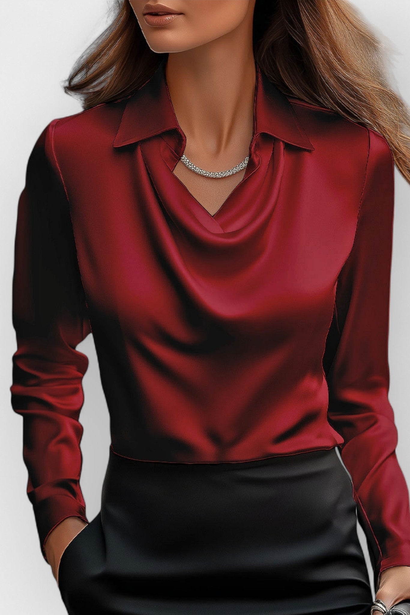 Kathryn - Camicetta da ufficio da donna con scollo drappeggiato