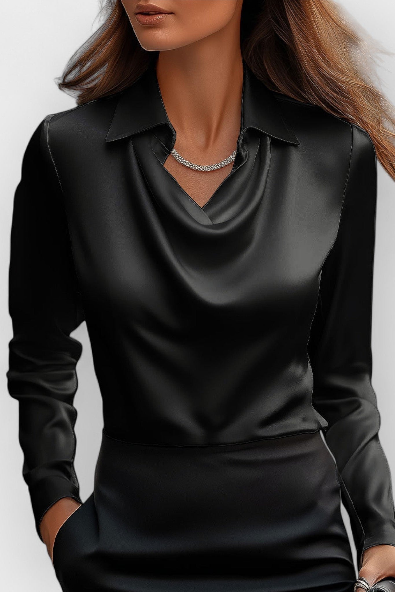 Kathryn - Camicetta da ufficio da donna con scollo drappeggiato