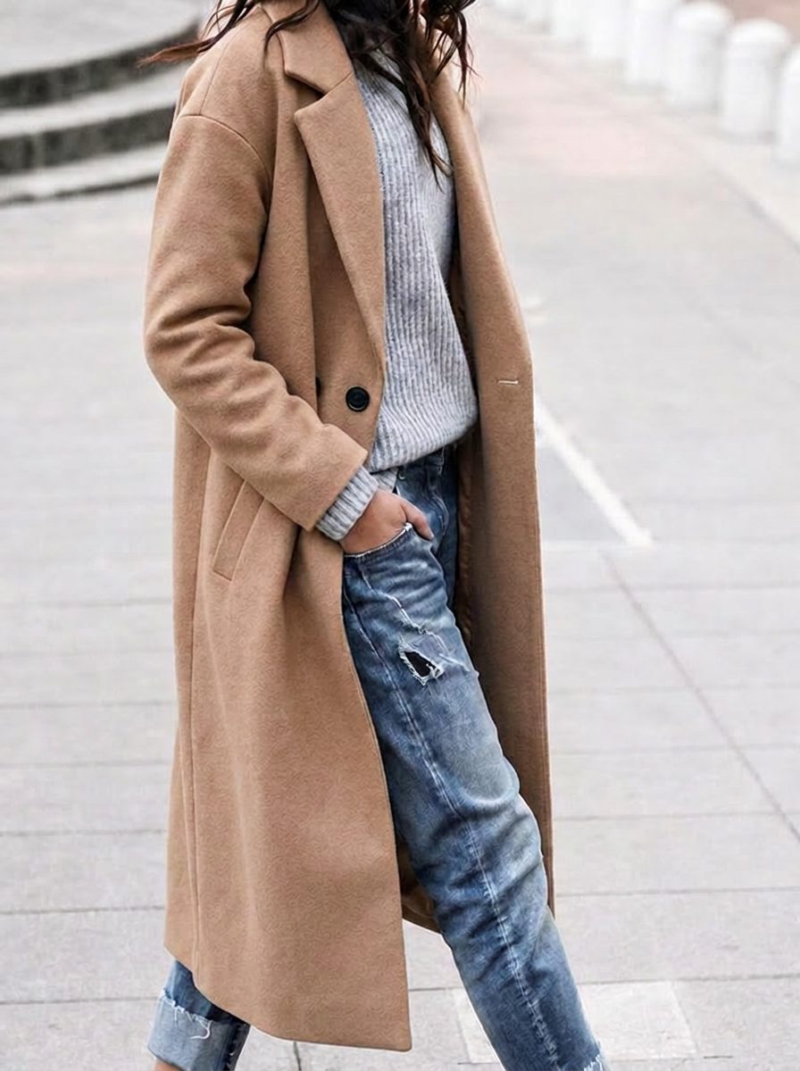 Marion – Manteau d’hiver oversize pour femme avec col à revers