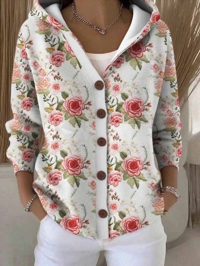 Fenella - Women's Relaxed Hooded Cardigan in Colourful Patchwork - photo 5