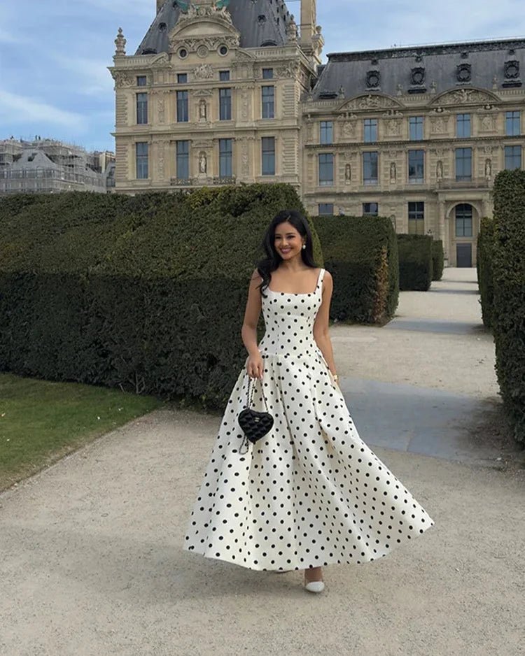 Josie – Robe midi femme à pois avec jupe ample