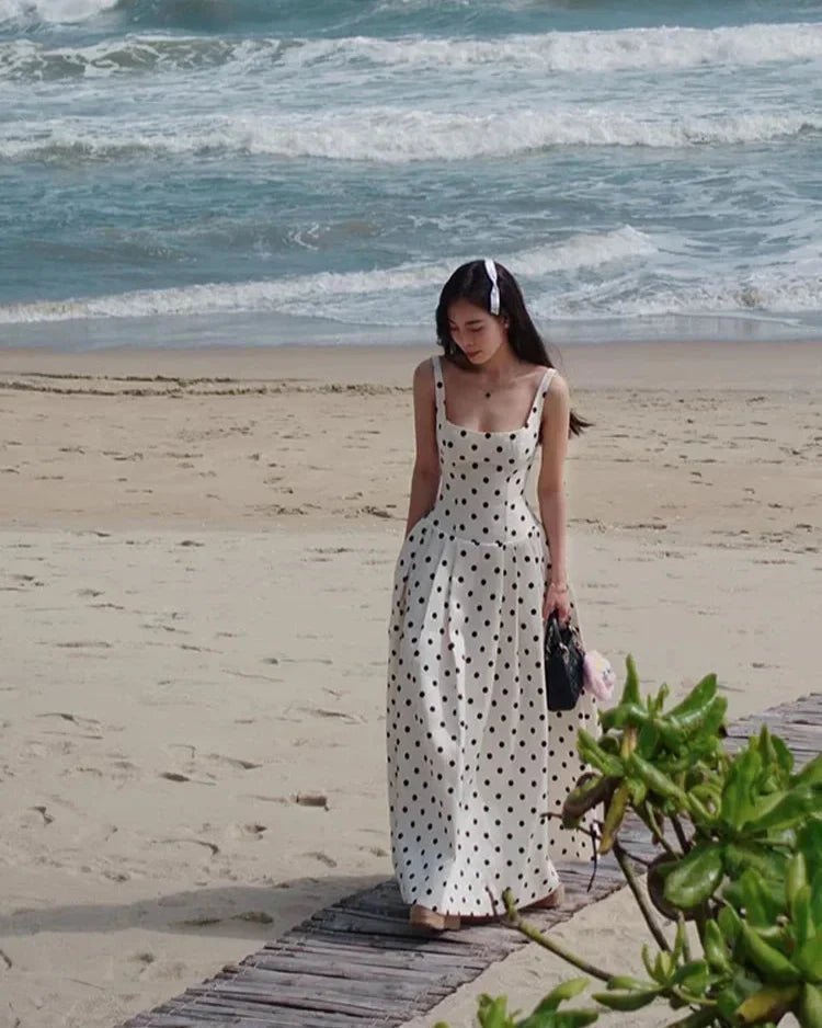 Josie – Robe midi femme à pois avec jupe ample