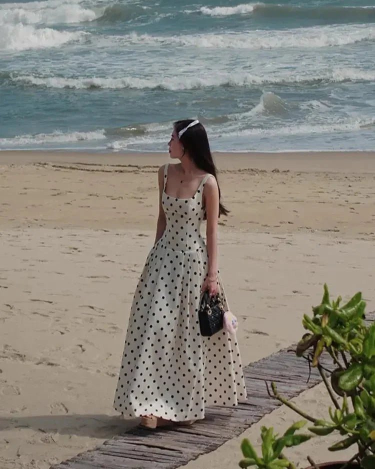 Josie – Robe midi femme à pois avec jupe ample