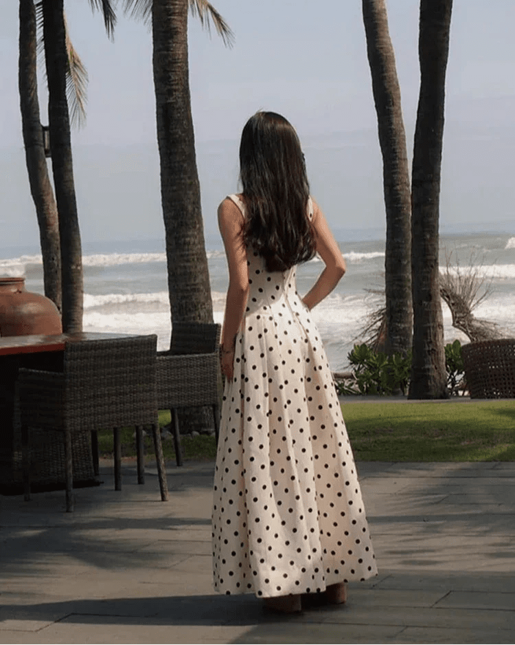Josie – Robe midi femme à pois avec jupe ample
