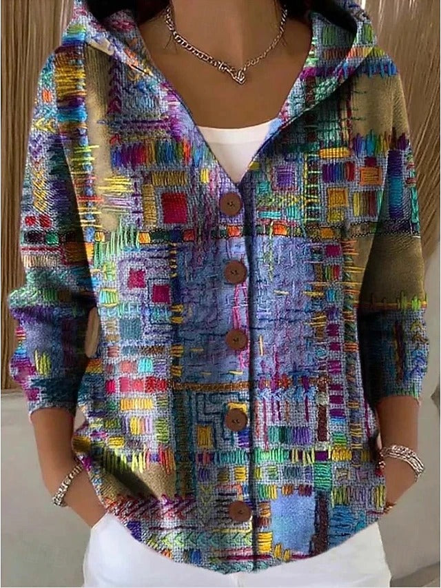 Lynn - Women's Printed Cardigan with Hood and Pockets