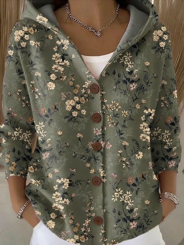 Lynn - Women's Printed Cardigan with Hood and Pockets