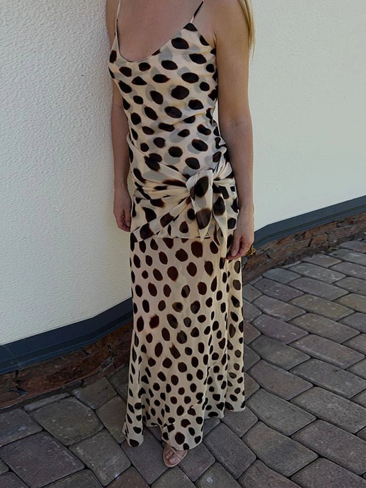 Vicky - Women's Printed Slip Dress with Detachable Scarf