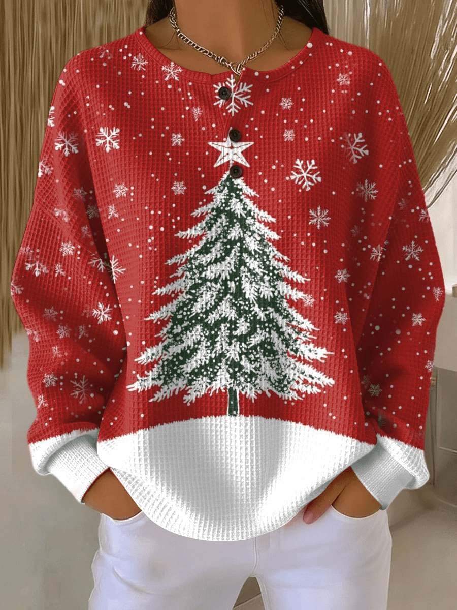 Leola - Women's Relaxed Fit Sweater in Patterned Waffle Knit - photo 18