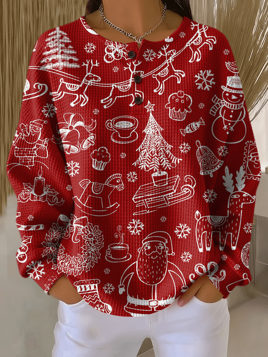 Leola - Women's Relaxed Fit Sweater in Patterned Waffle Knit - photo 21
