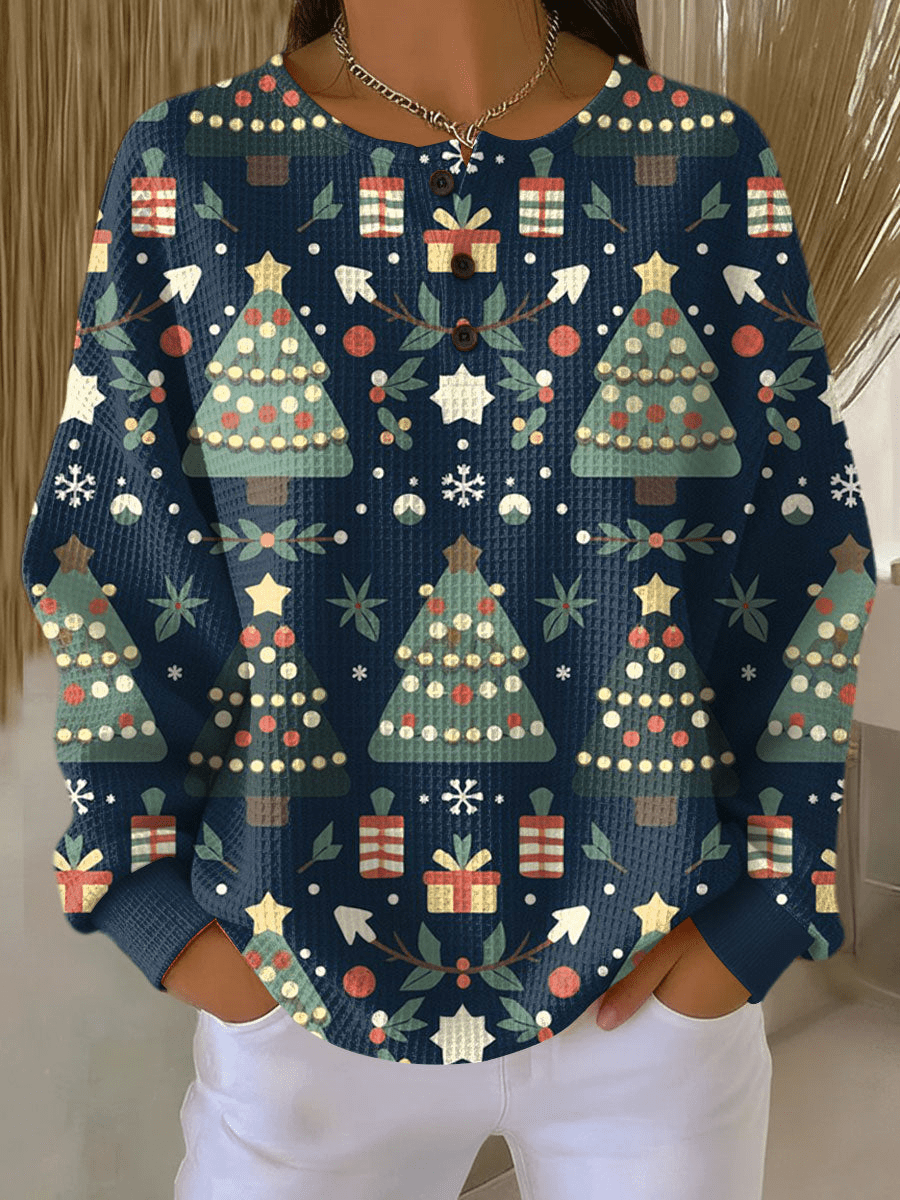 Leola - Women's Relaxed Fit Sweater in Patterned Waffle Knit - photo 8