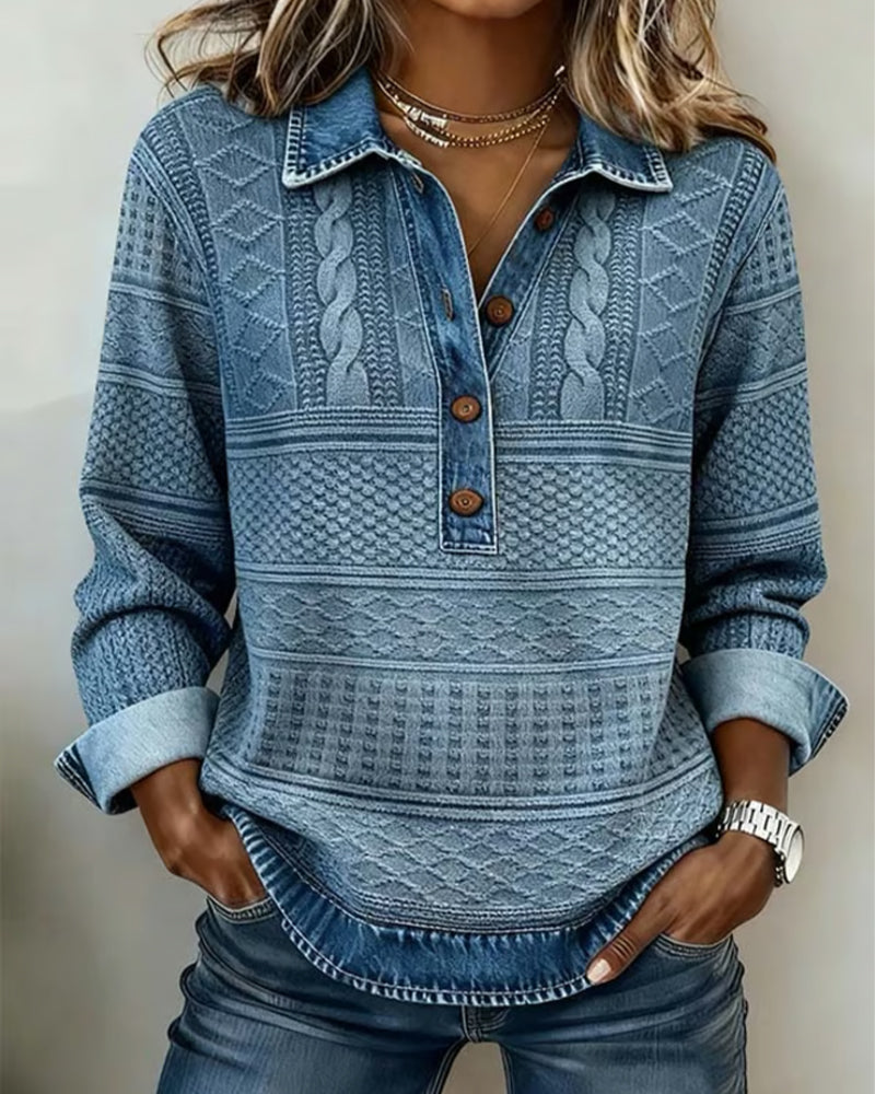 Minerva - Women's Relaxed Sweater in Button-Up Cable Knit - photo 1