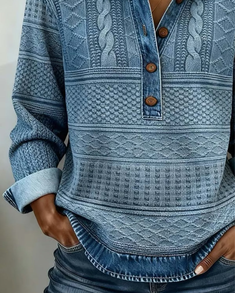 Minerva - Women's Relaxed Sweater in Button-Up Cable Knit - photo 2
